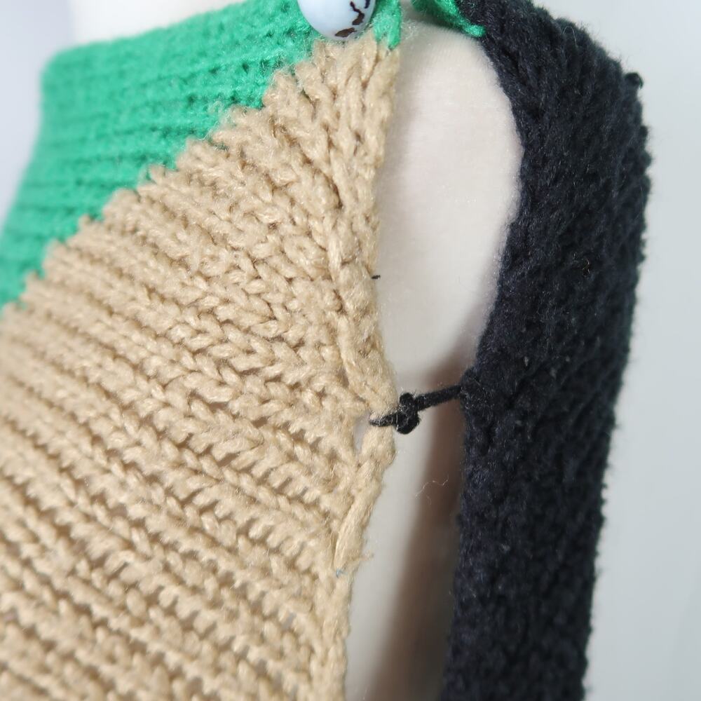 Vintage Y2K green orange colorblock slouchy knit sweater S - Picture 5 of 7